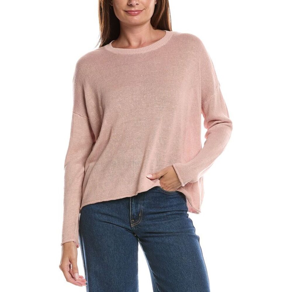 Eileen Fisher Womens  Crewneck Linen-Blend Sweater, Pink